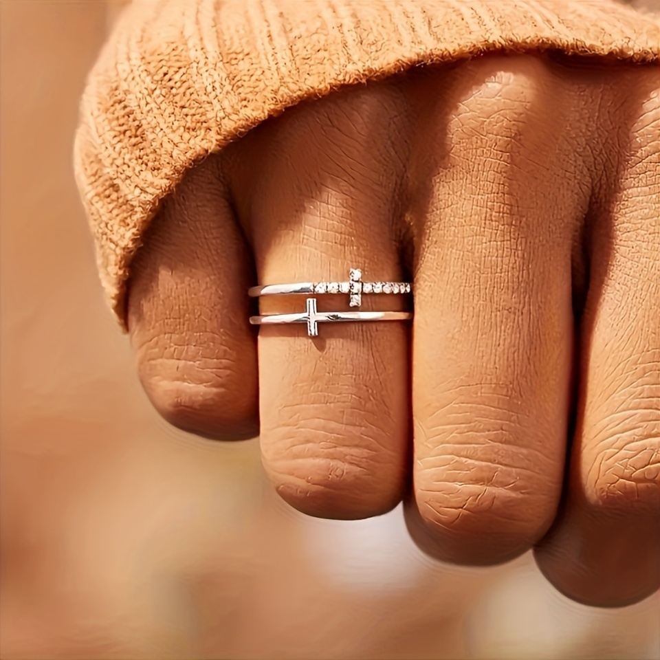 Cross Zirconia Ring for Ladies and Gentlemen